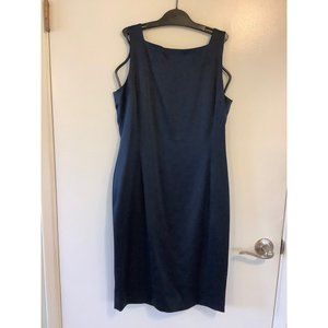 Dana Buchanan Women's Navy Blue Dress Sz 6 Sleeveless Wide Neck Tailored Simple